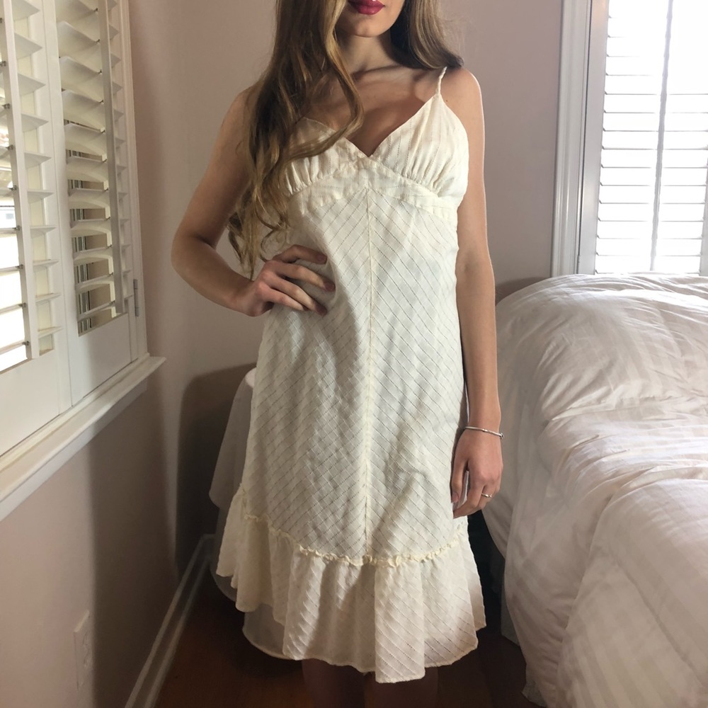 Posh Garden Ivory Textured Midi Dress